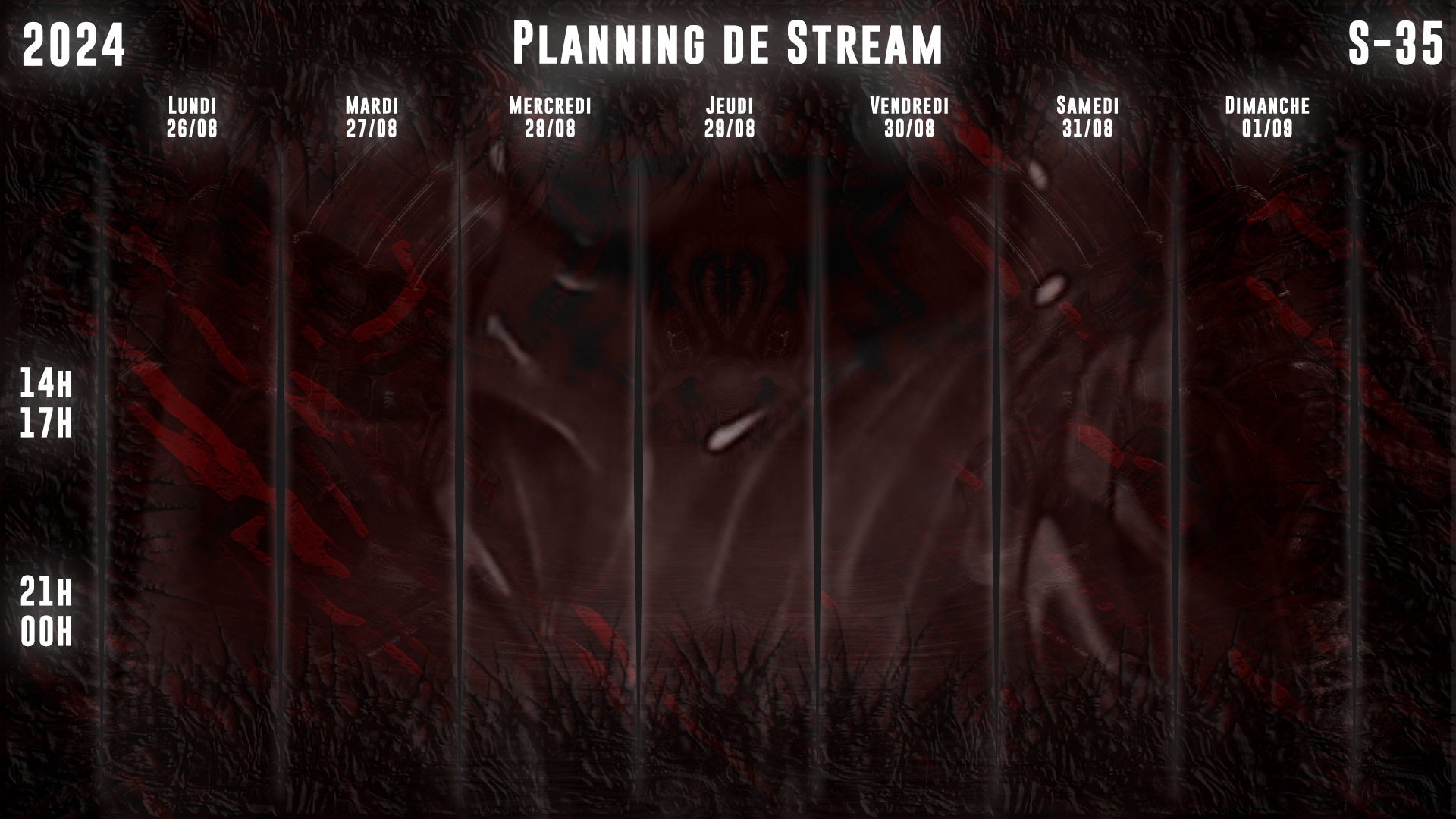 Planning de Stream Semaine 35 - 2024