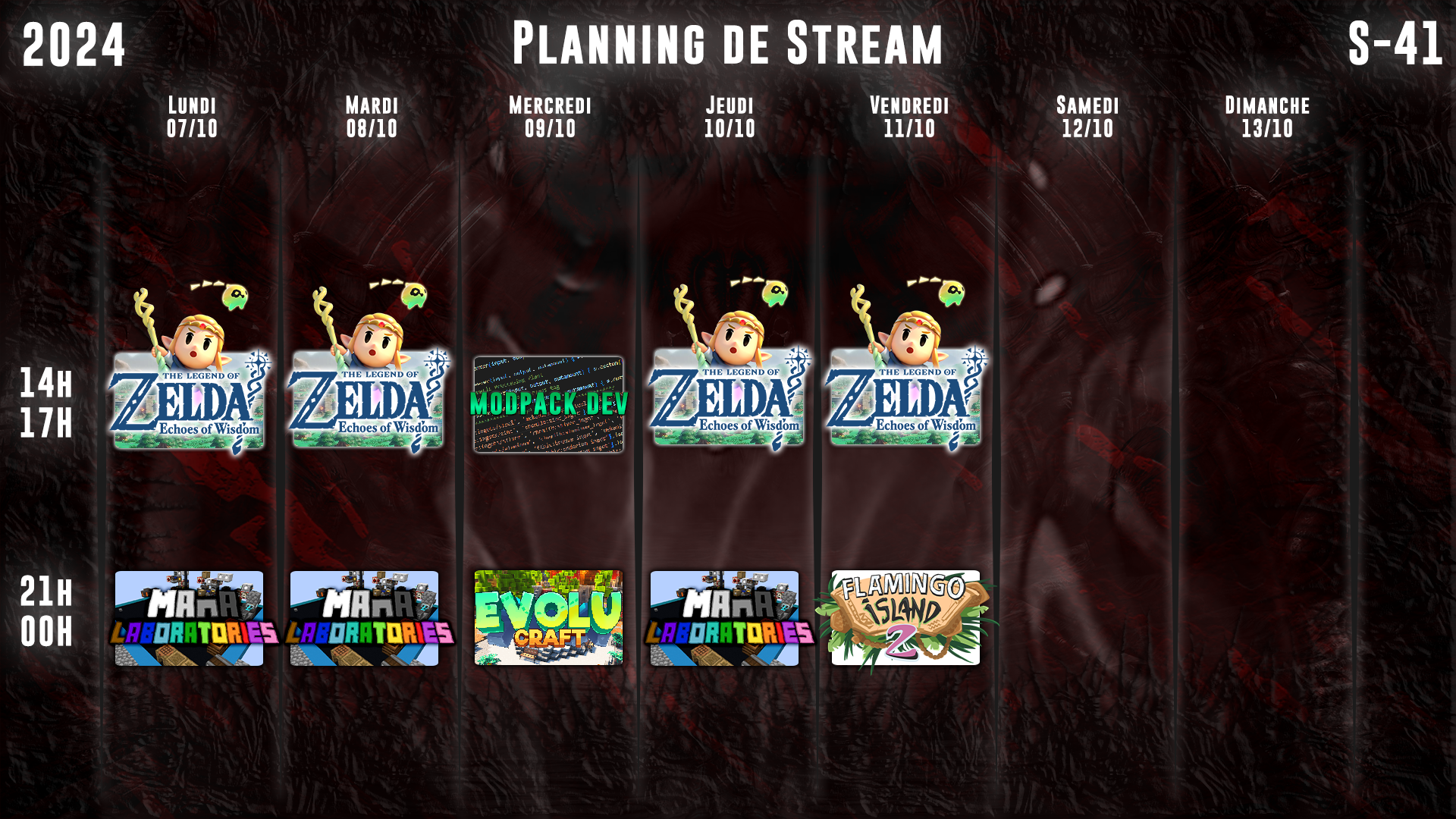 Planning de Stream Semaine 41 - 2024