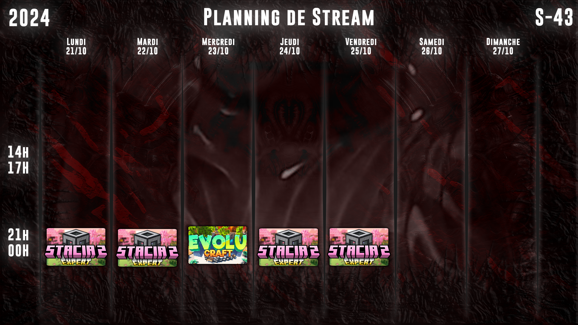 Planning de Stream Semaine 43 - 2024