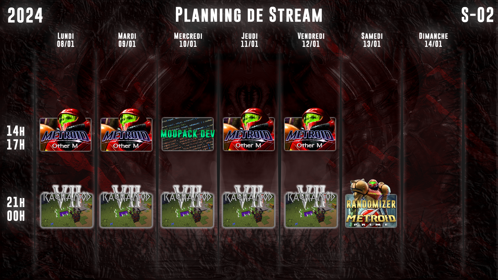 Planning de Stream Semaine 02 - 2024