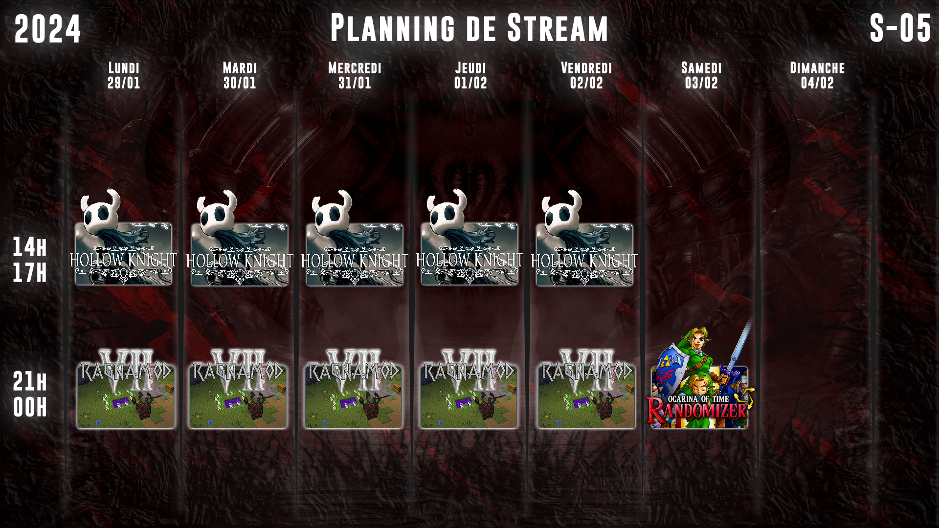 Planning de Stream Semaine 05 - 2024