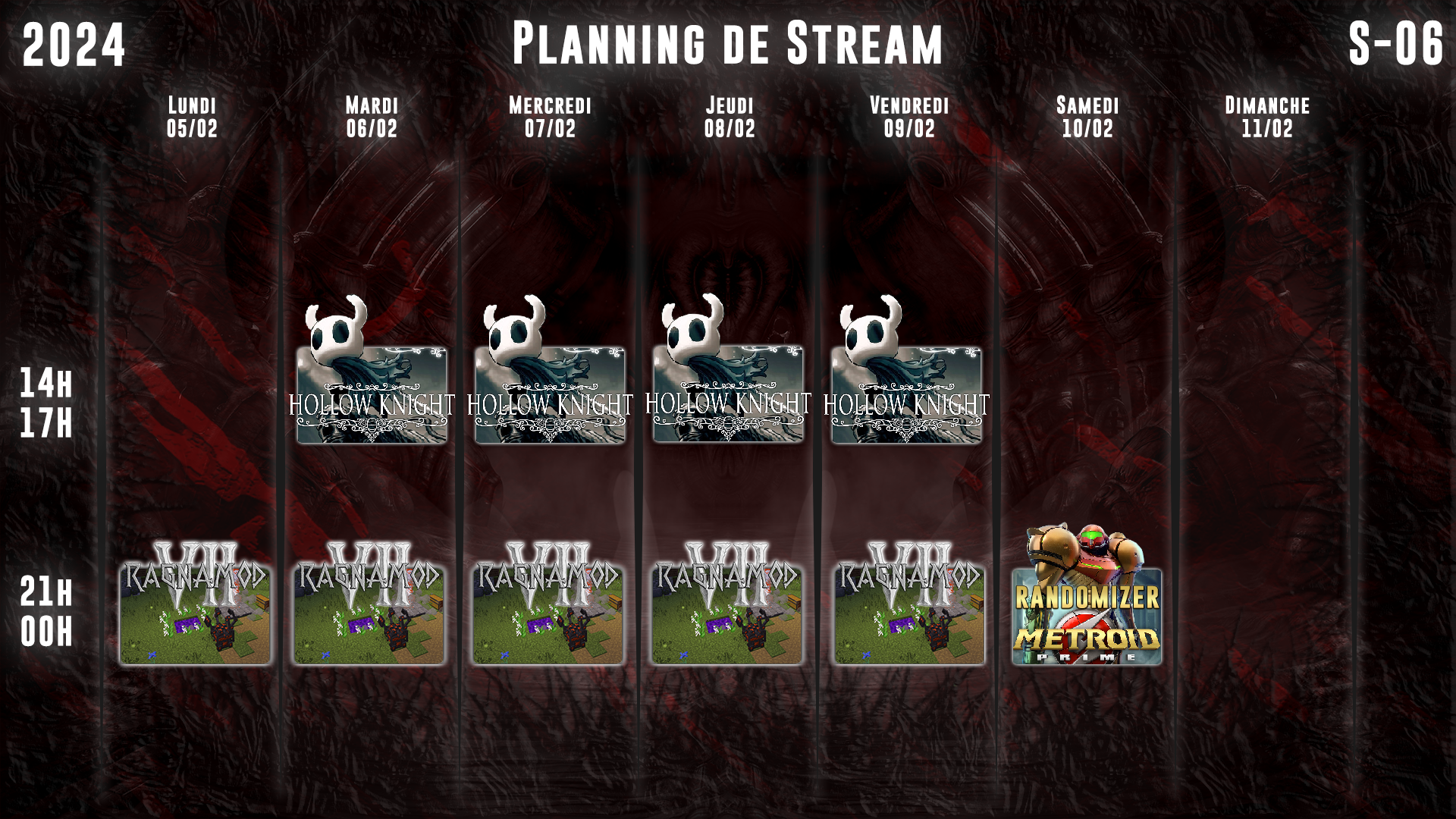 Planning de Stream Semaine 06 - 2024