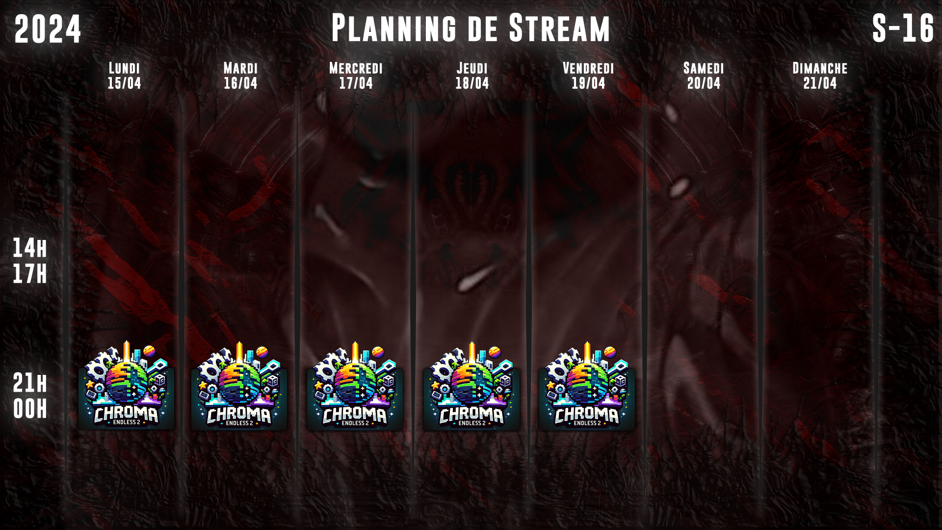 Planning de Stream Semaine 16 - 2024