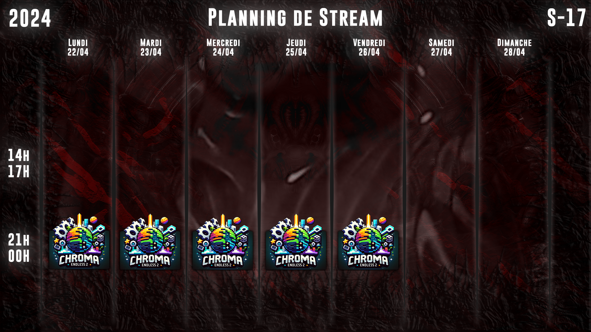 Planning de Stream Semaine 17 - 2024