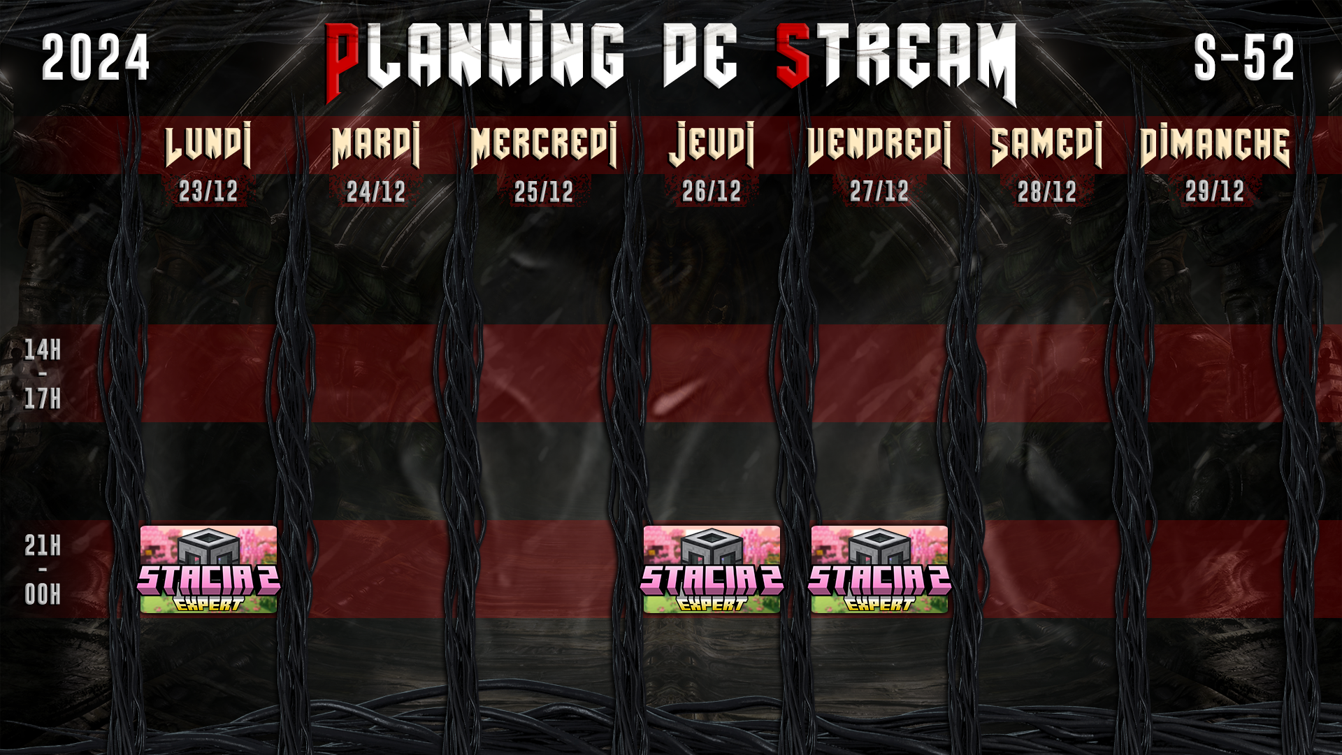 Planning de Stream Semaine 52 - 2024