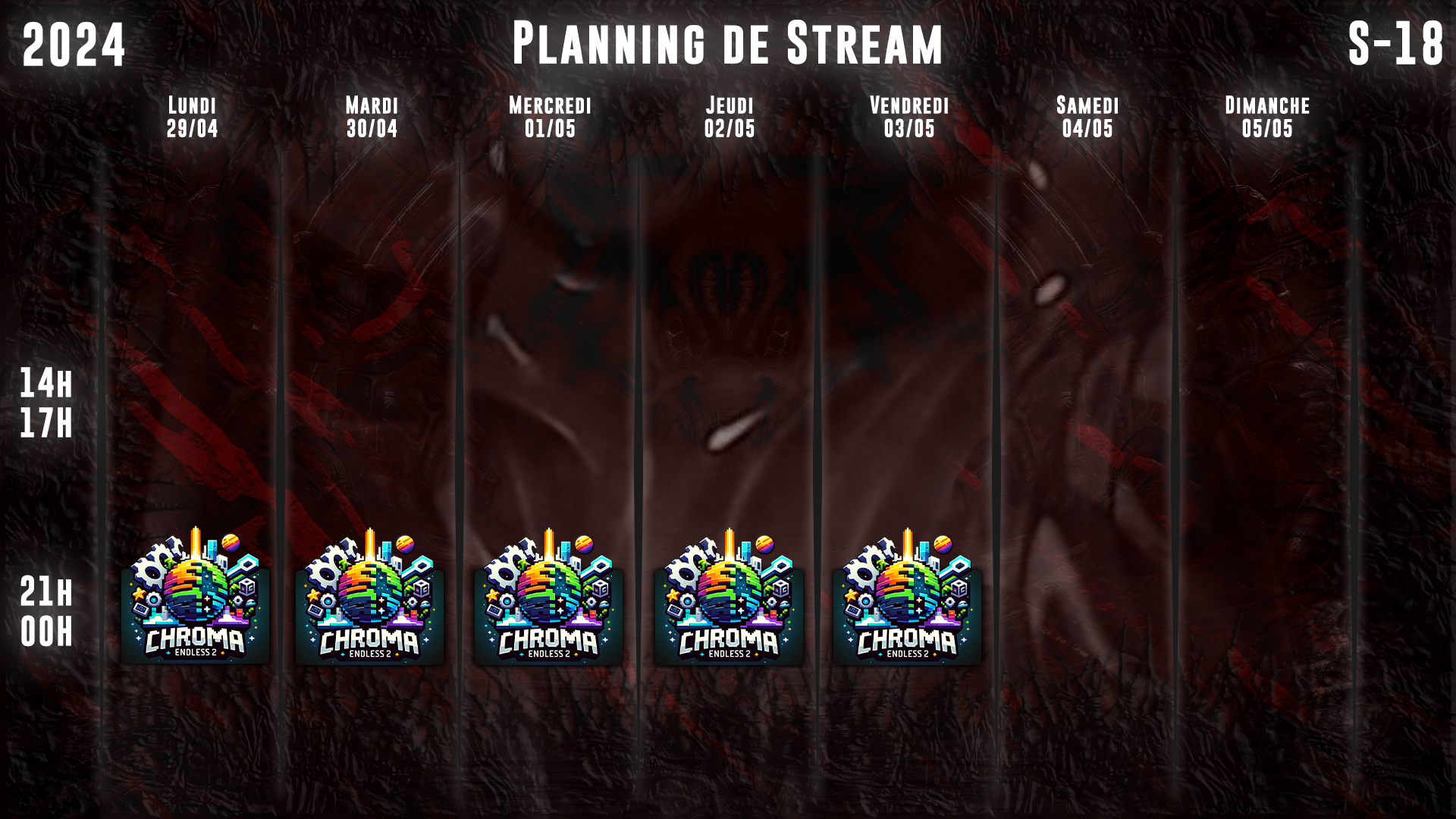 Planning de Stream Semaine 18 - 2024