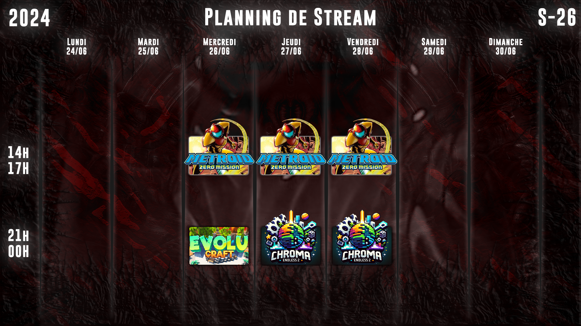 Planning de Stream Semaine 26 - 2024