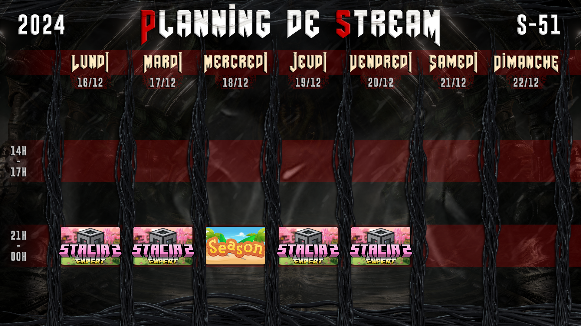 Planning de Stream Semaine 51 - 2024