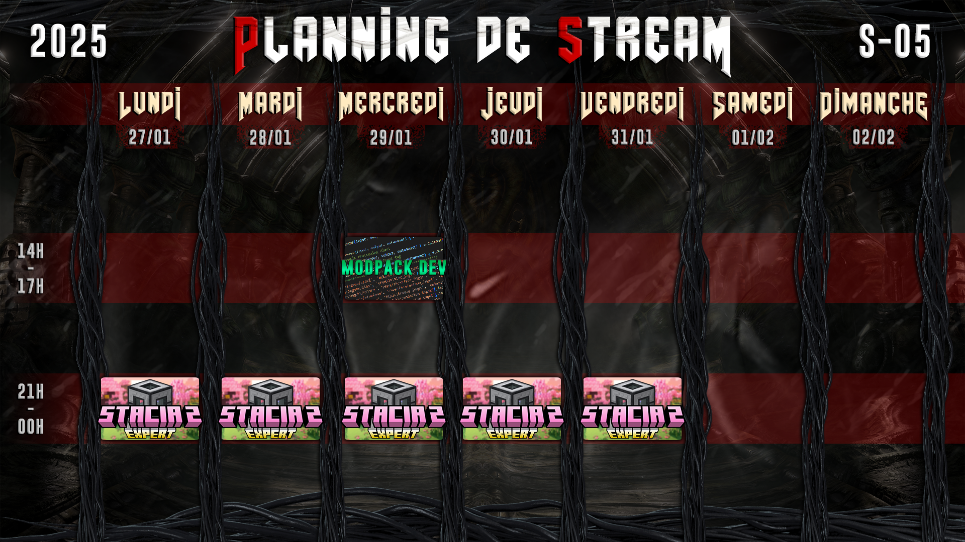 Planning de Stream Semaine 05 - 2025