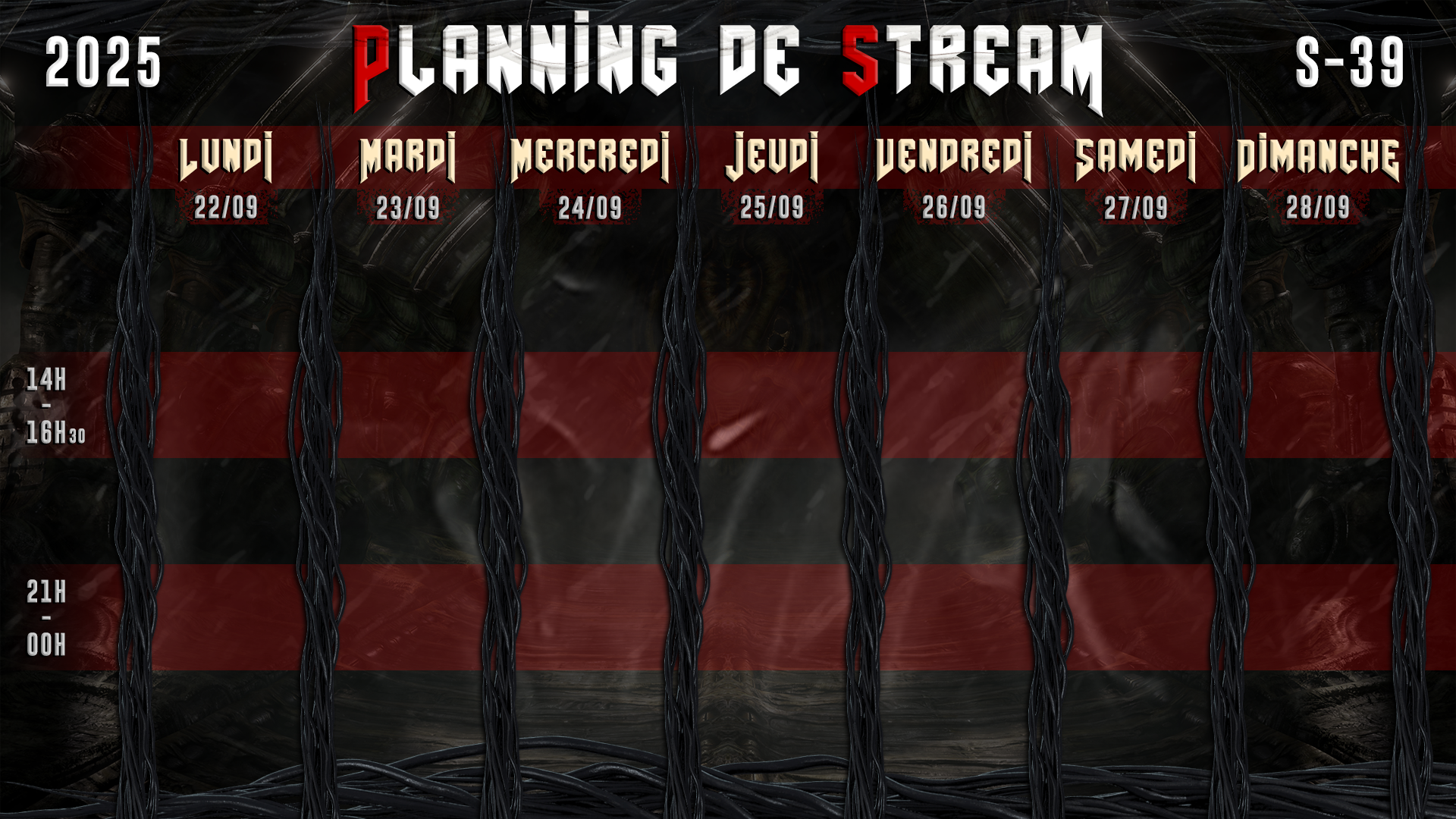 Planning de Stream Semaine 39 - 2025