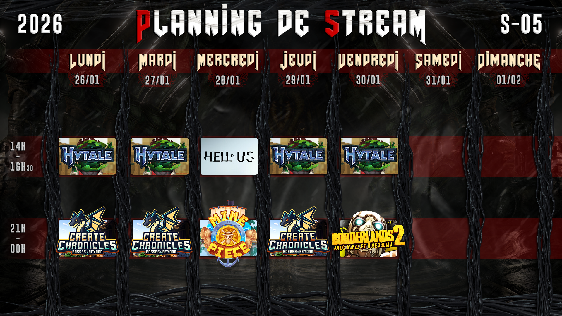 Planning de Stream Semaine 05 - 20256