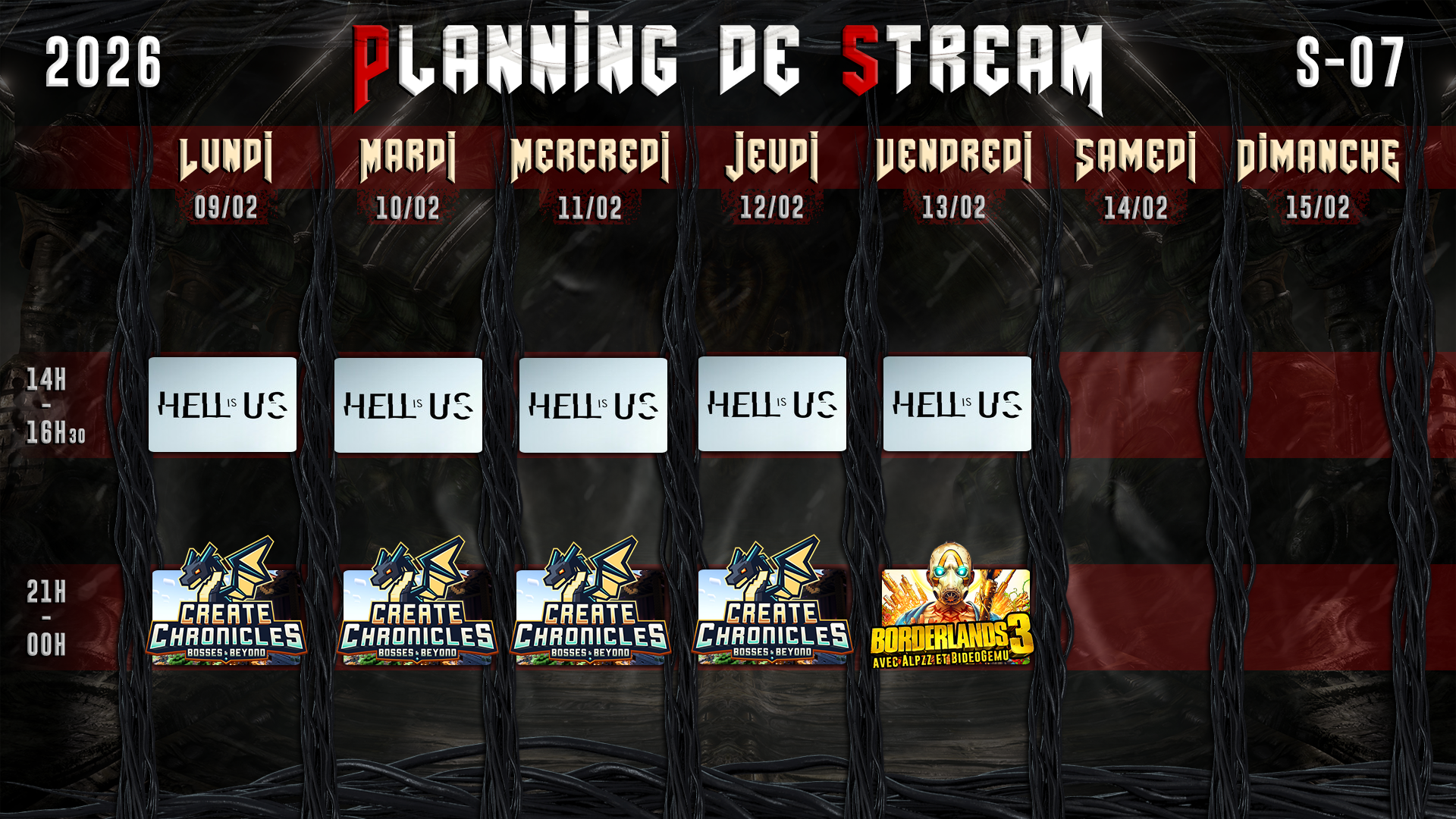 Planning de Stream Semaine 07 - 2026