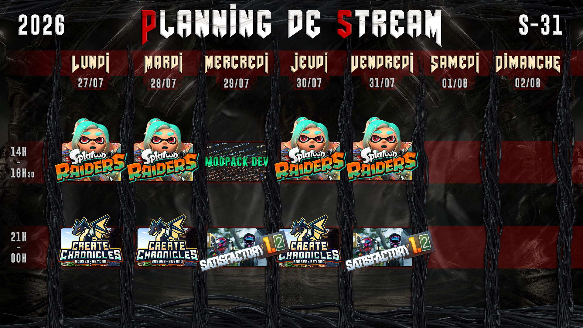 Planning de Stream Semaine 31 - 2026