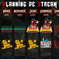 Planning de Stream Semaine 29 - 2025