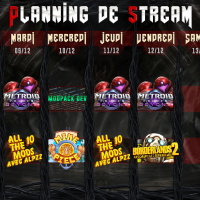 Planning de Stream Semaine 50 - 2025