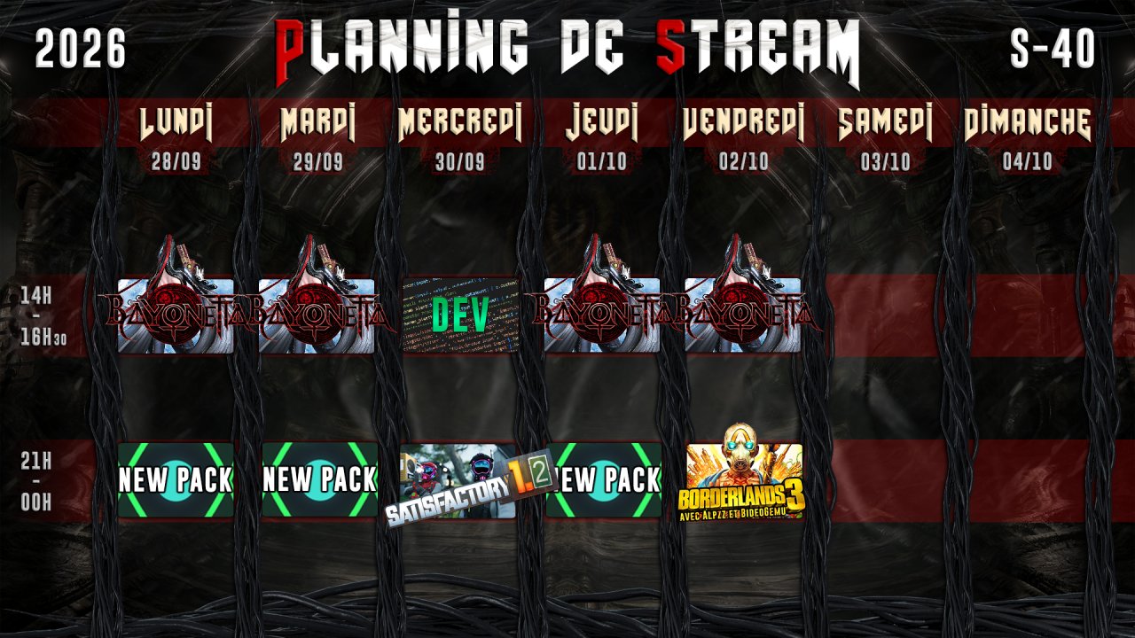 Planning semaine 40 — 2026