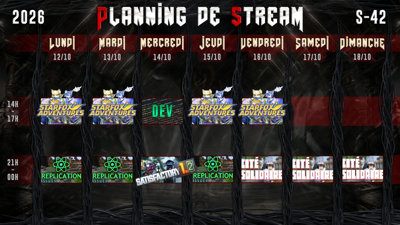 Planning semaine 42 — 2026