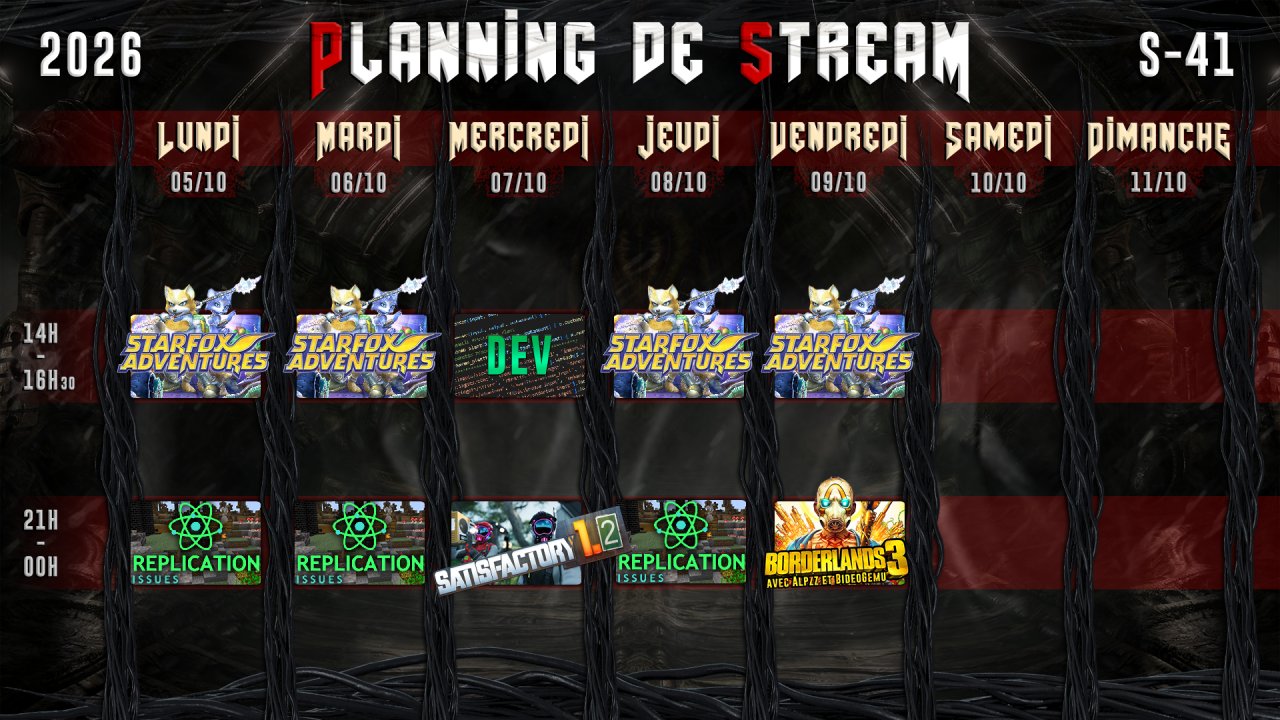 Planning semaine 41 — 2026
