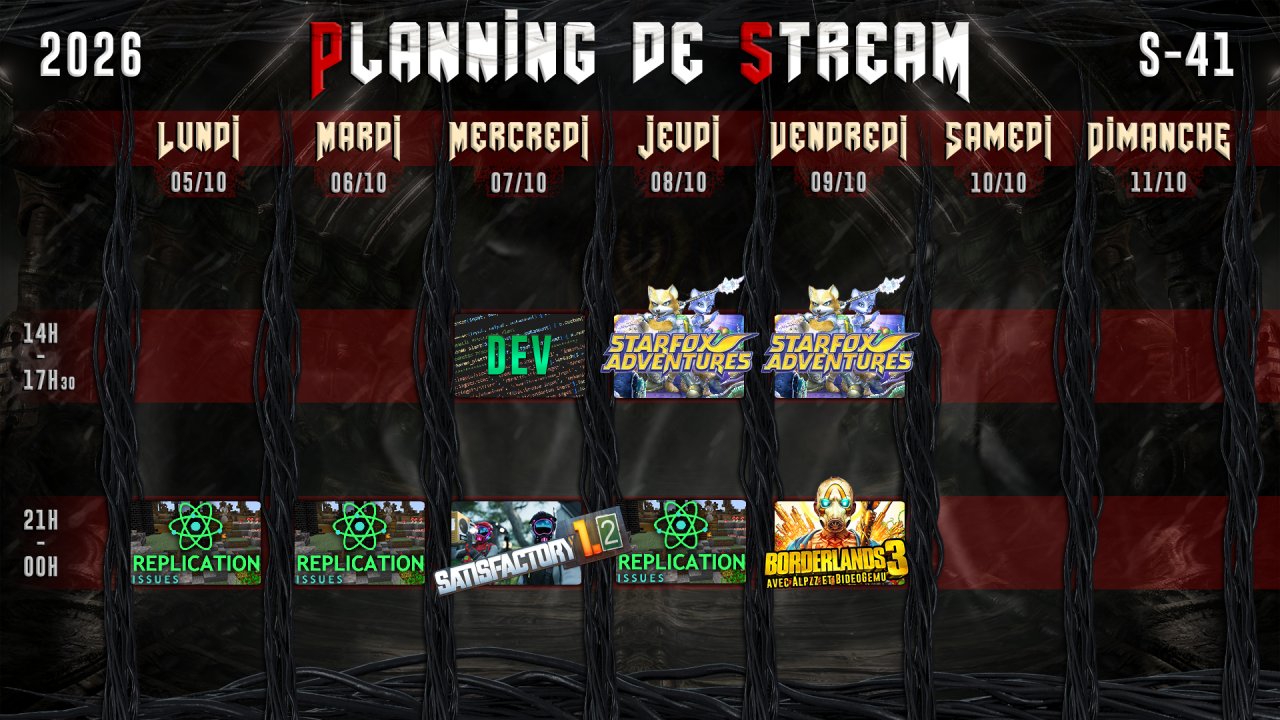 Planning semaine 41 — 2026